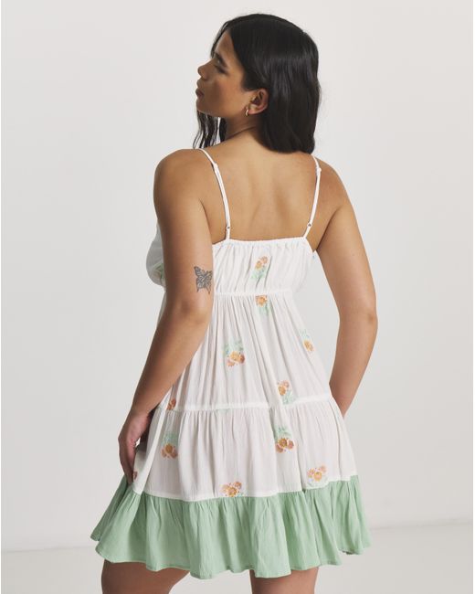 Figleaves Green Mini Embroidered Beach Dress