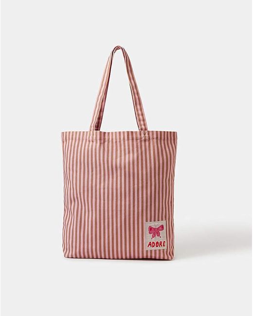 Accessorize Pink Adore Stripe Tote Bag