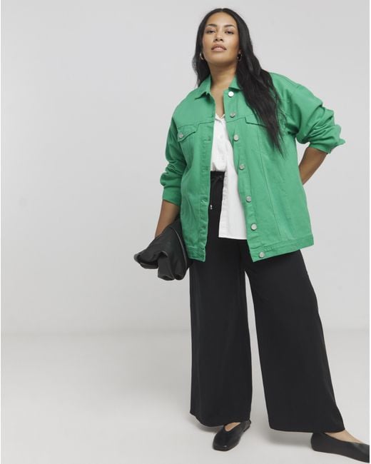 Simply Be Green Boyfriend Denim Jacket