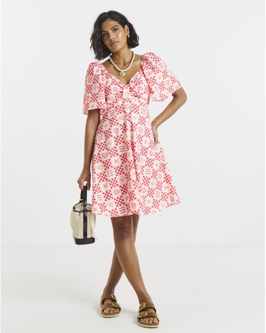 Twisted Wunder Red Cotton Mini Dress