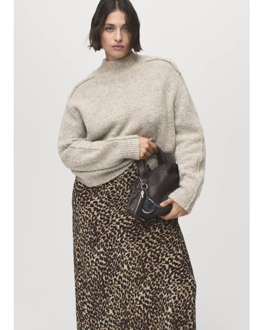 Mango Natural Leopard Print Skirt