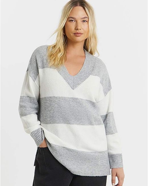 Simply Be Gray V-Neck Tunic