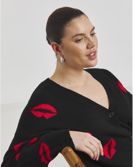 Simply Be Red Jacquard Boyfriend Cardigan