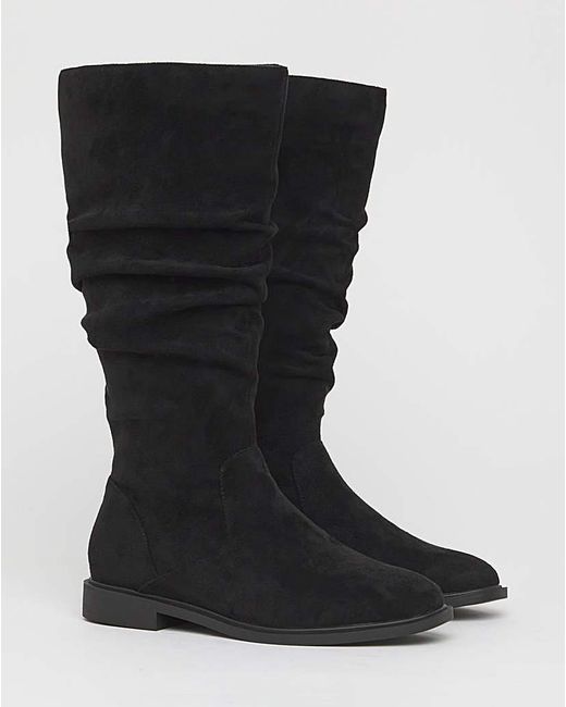 JD Williams Blue Knee High Ruched Boot D Std