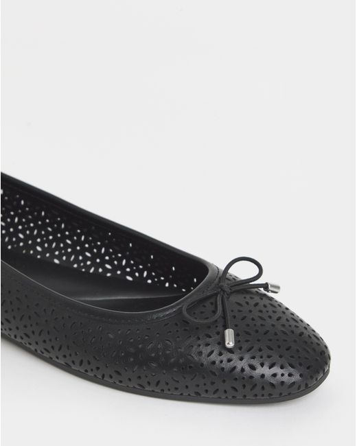 JD Williams White Lasercut Ballerina Ex Wide