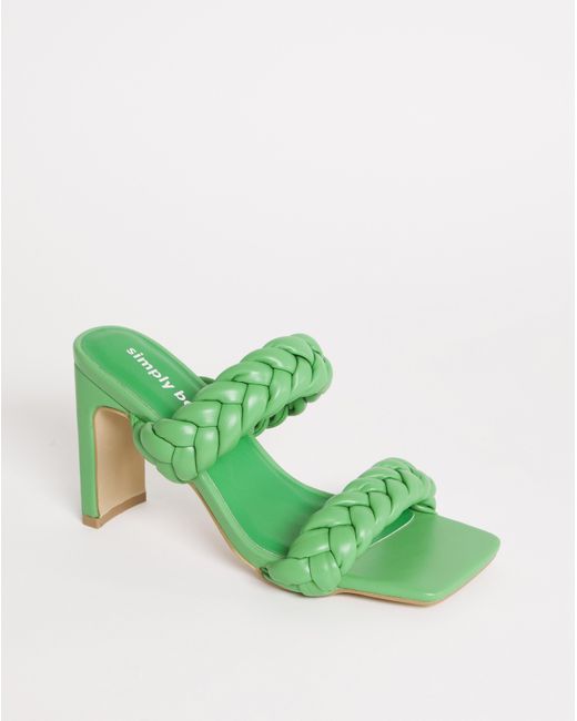 Simply Be Green Plaited Heeled Sandals Wide Fit