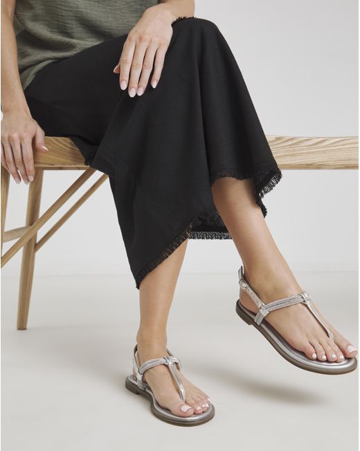 Simply Be Black Diamante Sparkly Toe Post Sandal Exwide