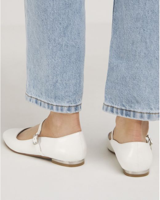 Simply Be White Mary Jane Ballerina Shoes Ex Wide Fit
