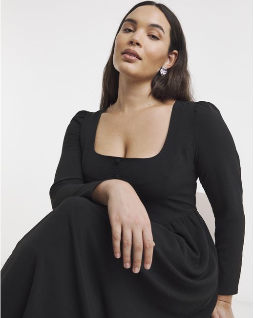 Simply Be Blue Historic Detail Crepe Midi Dress