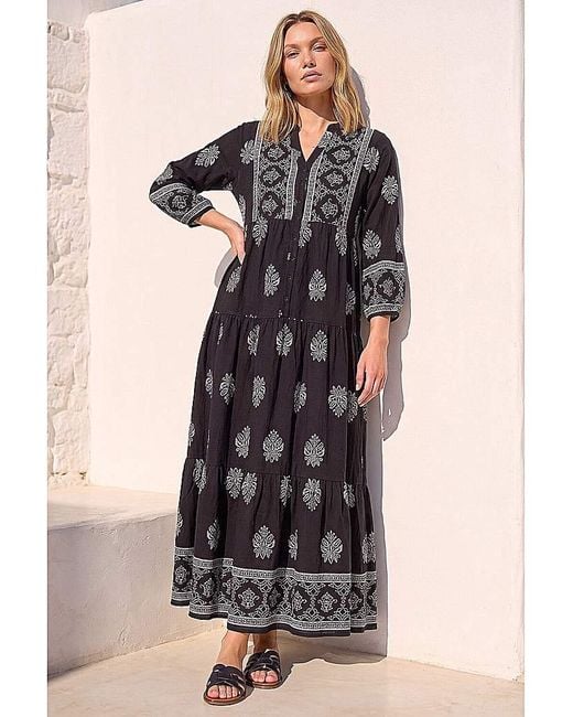 Roman Black Roman Baroque Border Midi Dress