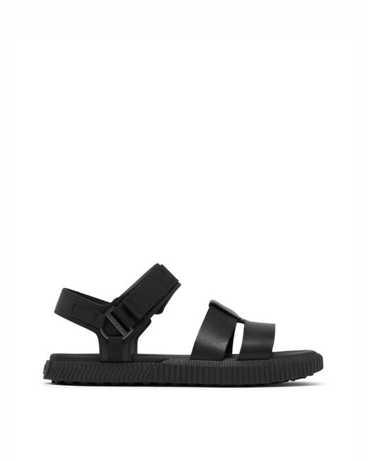 Sorel Black Ona Ave Ankle Strap Flat Sandal