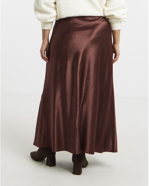 Simply Be Brown Satin Maxi Skirt