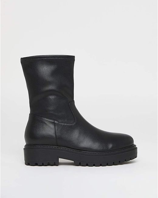 Simply Be Black Chunky Ankle Boot Extra Wide