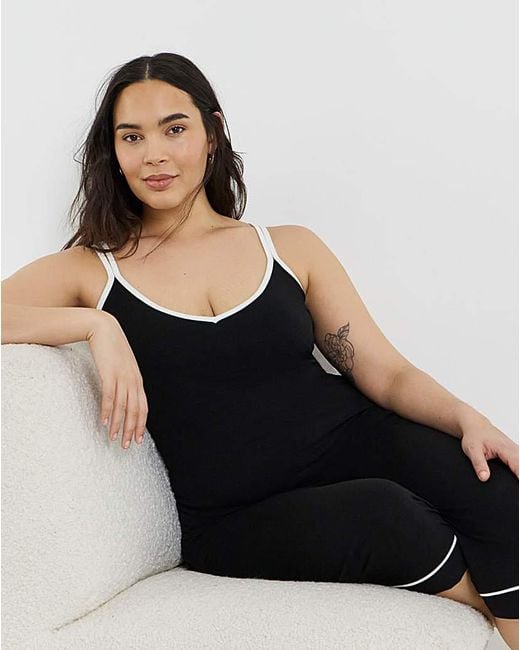 Pretty Secrets Black Strappy Culotte Pyjama Set
