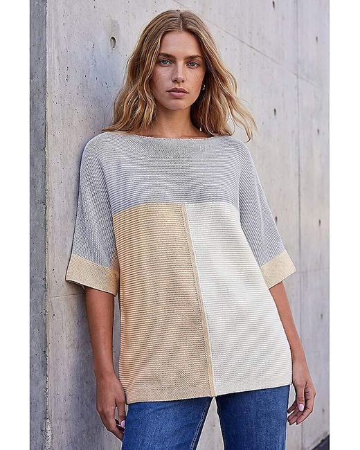 Roman Gray Roman Colour Block Short Sleeve Jumper