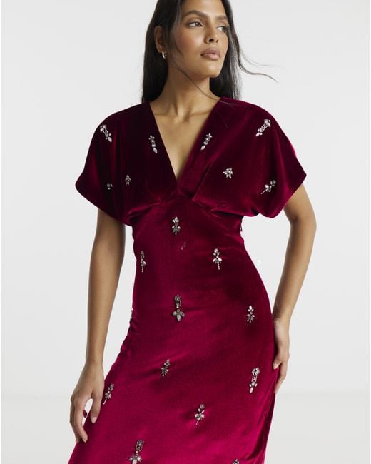 Hope & Ivy Red Farah Midi Dress