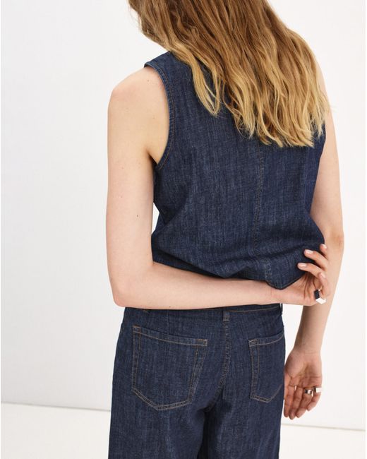 Mango Blue Buttoned Waistcoat