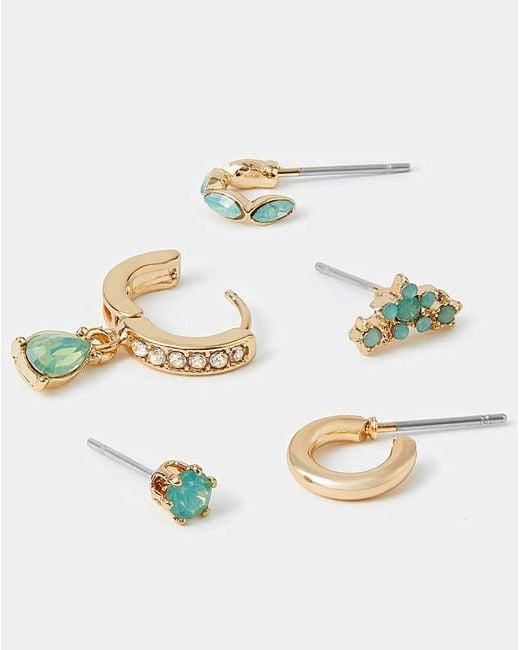 Accessorize Metallic 5-Pack Gem Stud & Hoop