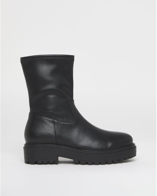 Simply Be Black Chunky Ankle Boot Extra Wide