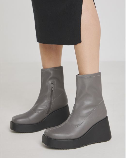 Simply Be Black Stretch Upper Wedge Ankle Boots Ex Wide