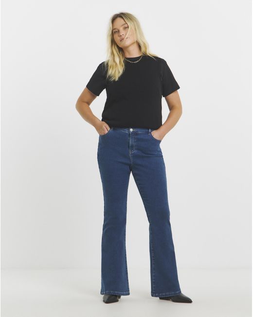Simply Be Blue Fleece Lined Cosy Flare Leg Jeans