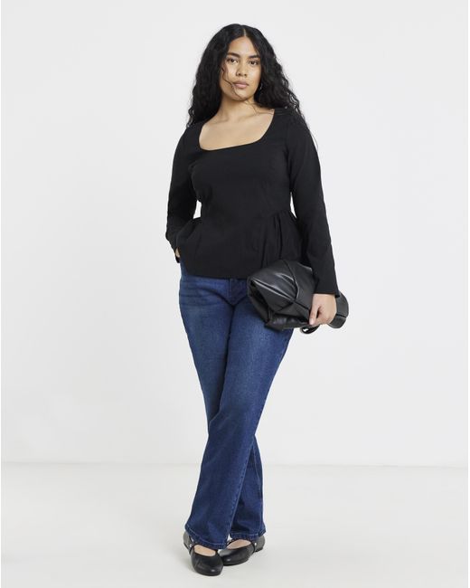 Simply Be Black Bengaline Scoop Neck Blouse