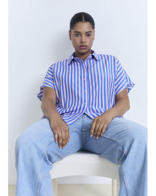 Mango Blue Striped Shirt