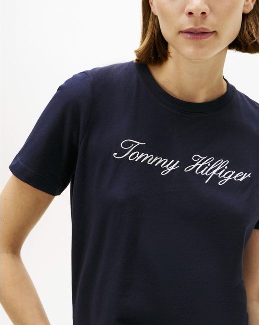 Tommy Hilfiger Blue Script Crew Neck Tee