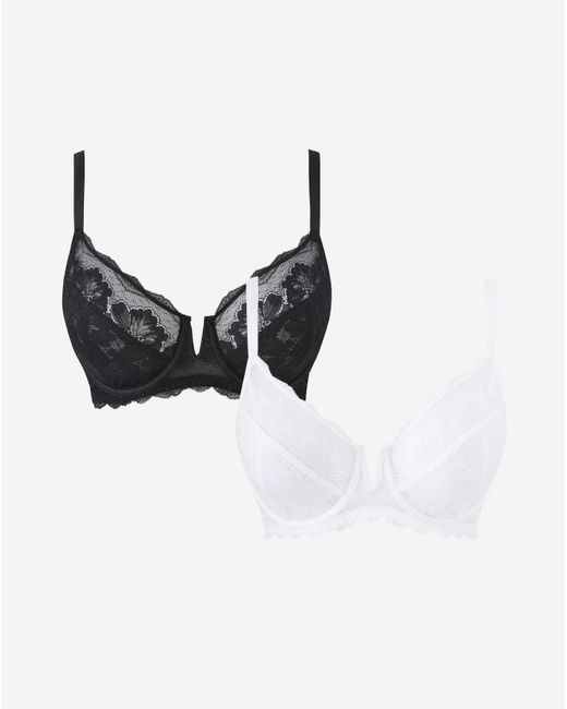 Pretty Secrets Black 2Pk Katie Lace Full Cup Bras