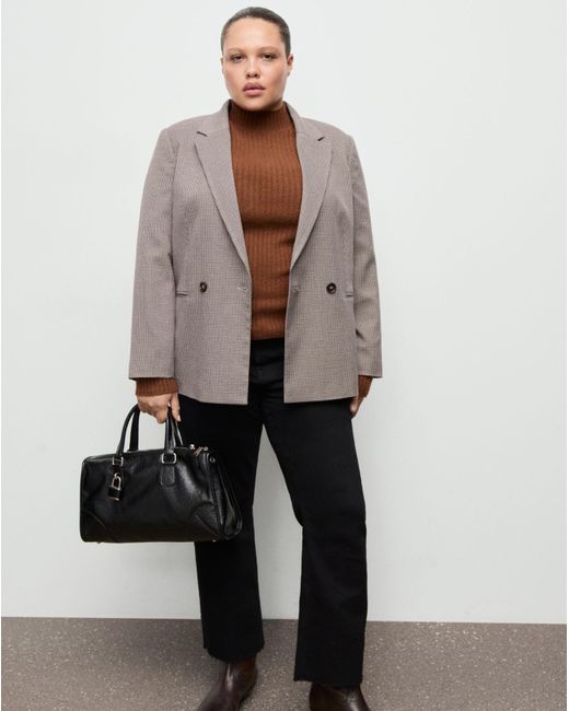 Mango Natural Houndstooth Blazer