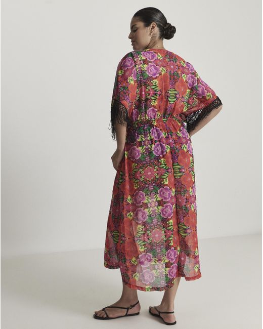 Figleaves Red Frida Open Beach Kaftan