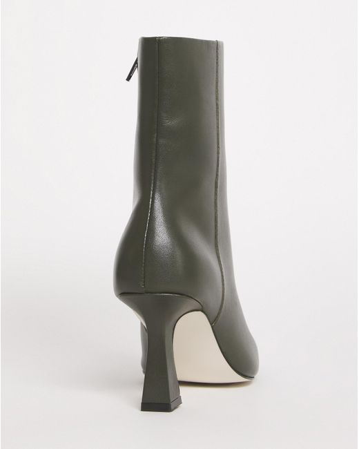 JD Williams Green Leather Square Toe Boot Eee Fit