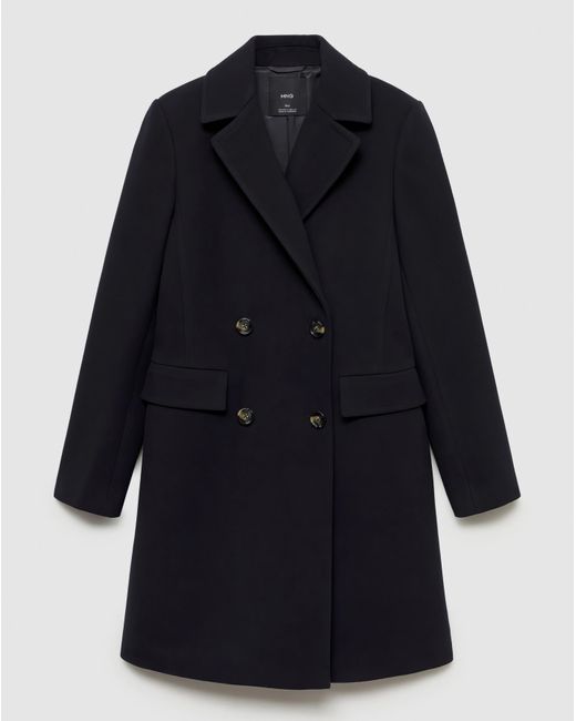 Mango Blue Double Breasted Wool Coat