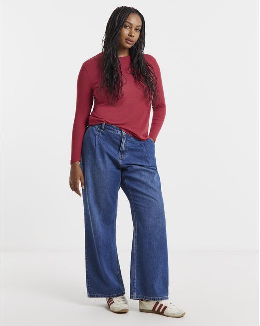 Simply Be Red Long Sleeve Rib Top