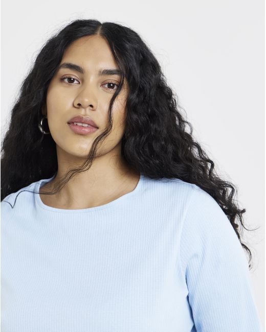 Simply Be White 3 Pack Long Sleeve Rib Tops
