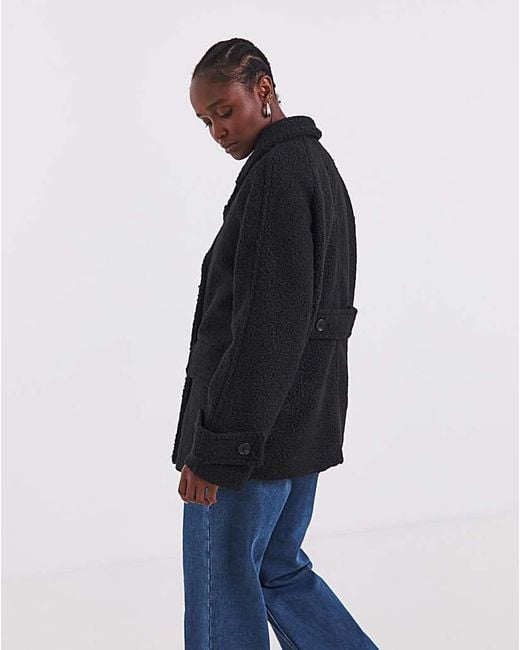 Simply Be Blue Boucle Teddy Peacoat