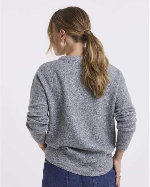 Simply Be Gray Diamante Bow Fluffy Jumper