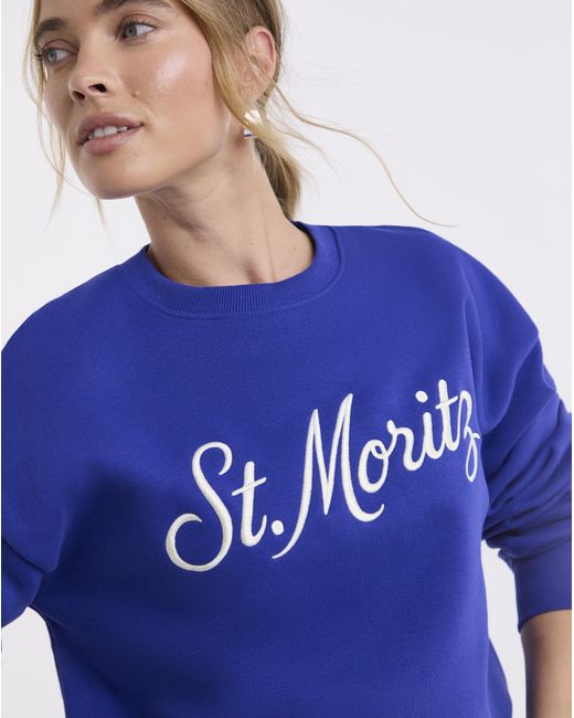 Simply Be Blue St Moritz Embroidered Sweatshirt