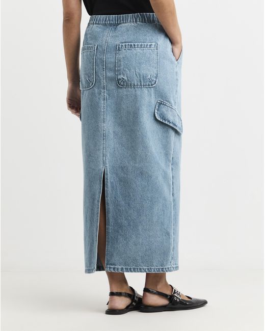 Simply Be Blue Parachute Denim Maxi Skirt