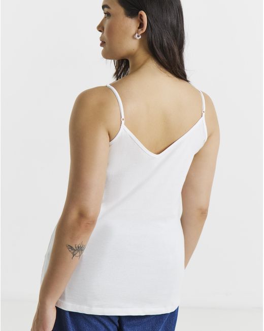 Simply Be White 3 Pack V Neck Longline Camis