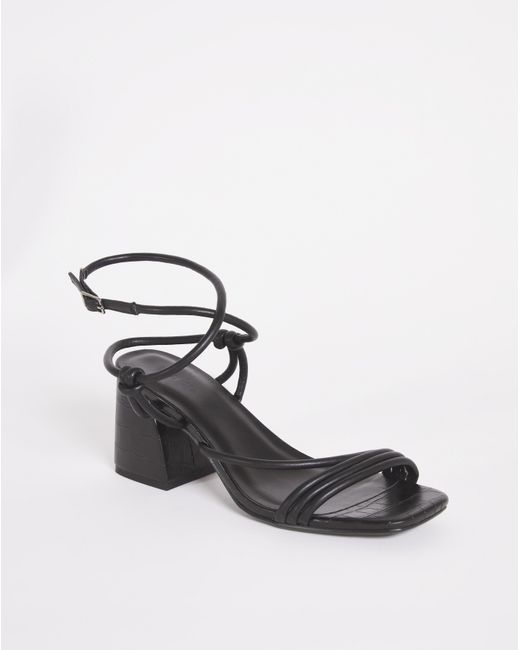 Simply Be White Ankle Strappy Block Heel Sandals Ex Wide