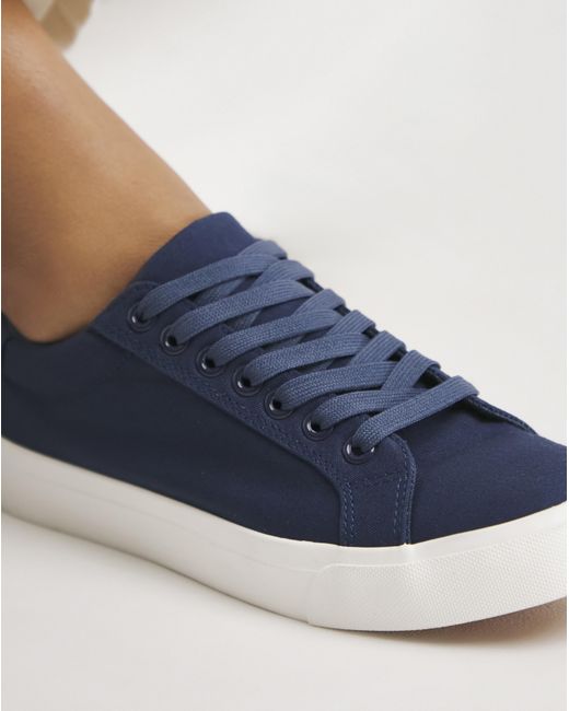 Simply Be Blue Classic Canvas Lace Up Wide Fit
