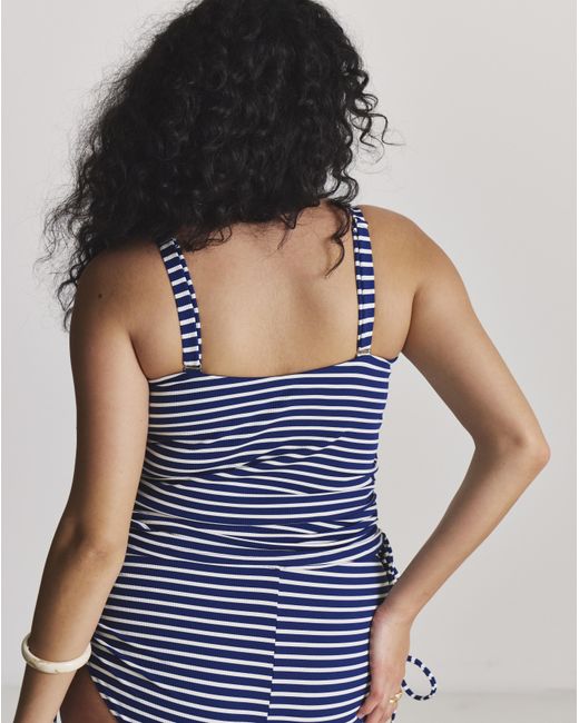 MAGISCULPT Blue Adjustable Bandeau Stripe Tankini Top