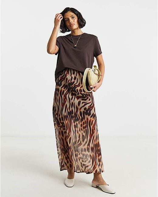 Simply Be Natural Animal Chiffon Maxi Skirt