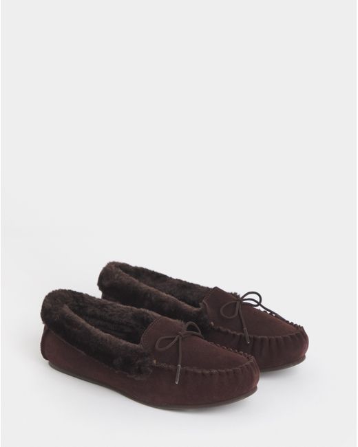 JD Williams Brown Moccasin Slippers E Fit
