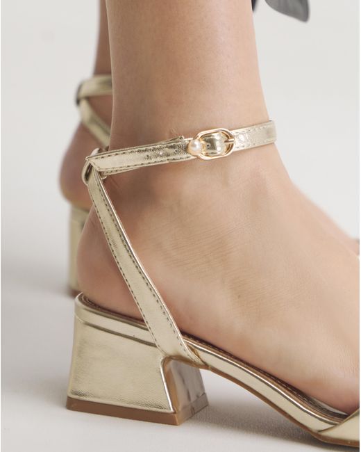 Simply Be Black Barely There Low Block Heel Ex Wide