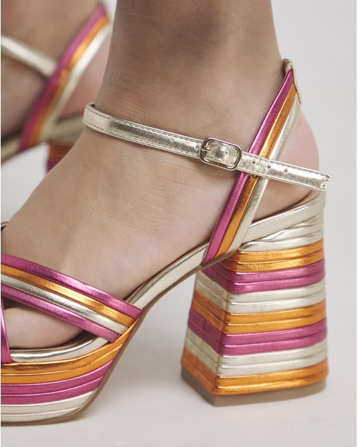 Simply Be Blue Strap Platform Heel Extra Wide