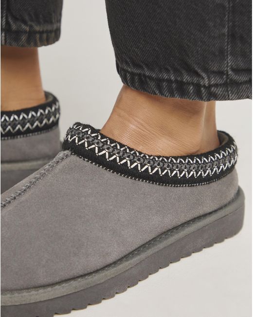 Simply Be Brown Embroidery Full Mule Slipper Extra Wide