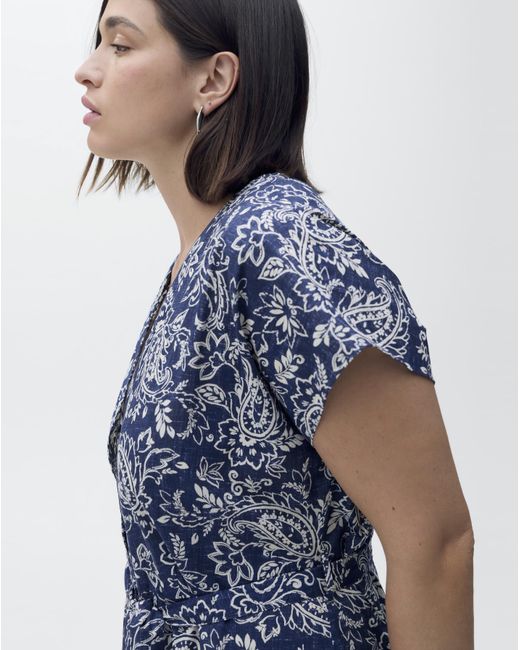 Mango Blue Paisley Print Midi Dress