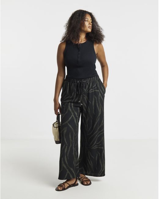Simply Be Black Zebra Textured Jersey Trouser